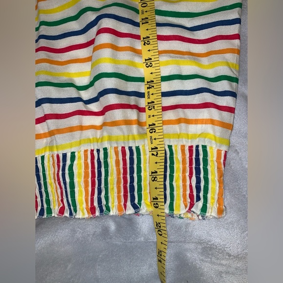 Compania fantastica rainbow Striped Multicolor Women smocked waist cropped top M - Picture 5 of 7